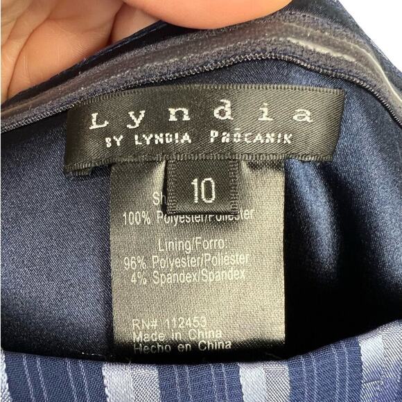 Lyndia Procanik Stripe Pleated Blue Adjustable Strap/Strapless Empire Dress 10 - Picture 7 of 12